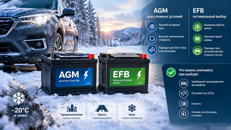 Что лучше для зимы: AGM или EFB аккумулятор